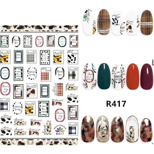 Self-adhesive 3D Stickers for Nails Geometric Lattice Stripe Nail Art Decorations Autumn Fashion Stickers Women Girl Nail Foil