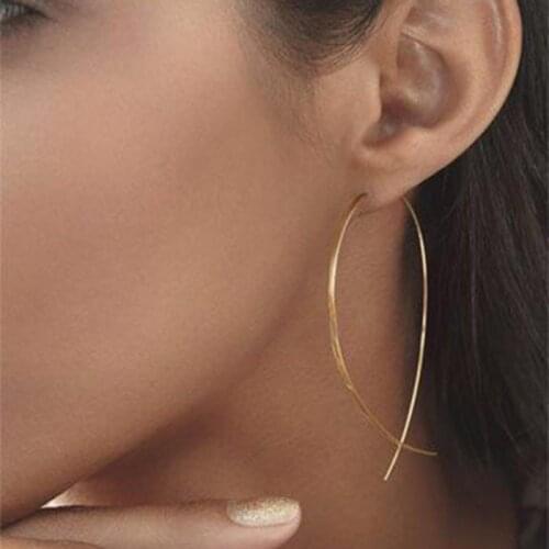 1 Pair Trendy Simple Punk Gold Color Drop Dangle Earrings Long Wire Fish For Women Fine Long Earrings Jewelry