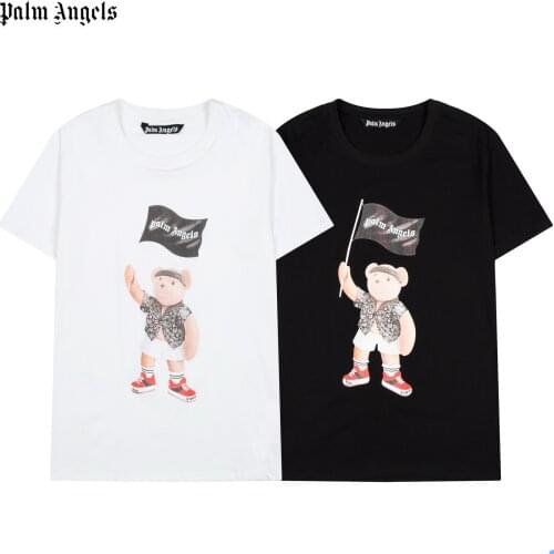 Palm Angels 21SS Letter Logo PA Loose Casual Round Neck Short Sleeve T-shirt MenWomen Lovers Couple Style T-shirt W8366