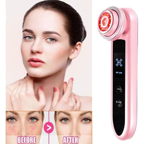 Face RF Radio Frequency Massager Acne Wrinkle Remover EMS Muscle Stimula V-Shaped Face Lifting Massager LED Phototherapy Device