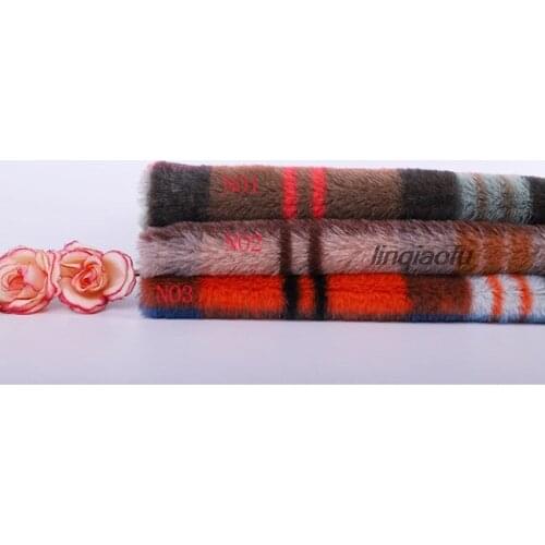 Plaid imitation rabbit hair print clothing fabric autumn and winter fashion childrens velvet scarf fabric