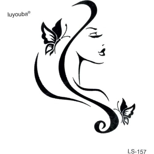 Butterfly And Beauty Face Waterproof Temporary Tattoo Sticker Henna Tatoo Body Sticker Fake Tattoo The Flash Tatuajes Temporales
