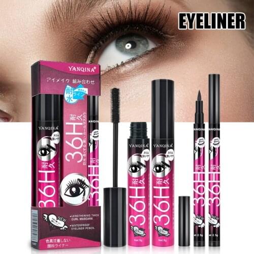 Women Mascara Eyeliner Kit Waterproof Long-lasting Smooth Eyeliner Pencil Eyelash Extension Eyelashes Maquillaje