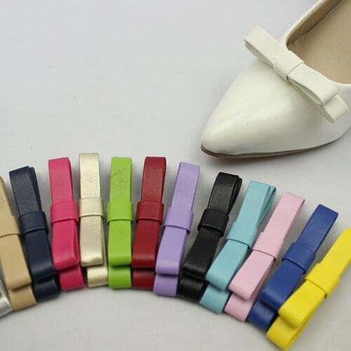 1 pair Sweet Student Pu Leather Bow Shoes Decoration Flower Shoe Buckle Accessories Candy Color