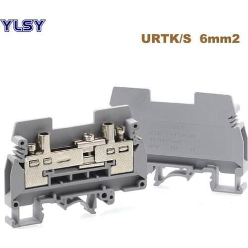 1Pcs URTK/S Current Test Din Rail Screw Terminal Blocks Connector Wire Electrical Terminal Blocks URTK6S Morsettiera 57A 6mm2