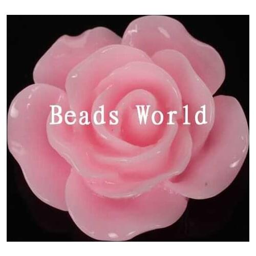 100 Pcs Pink Rose Flower Resin Flatback Cabochon Scrapbook Decoration Jewelry DIY 15mm Dia(W06004 X 1)