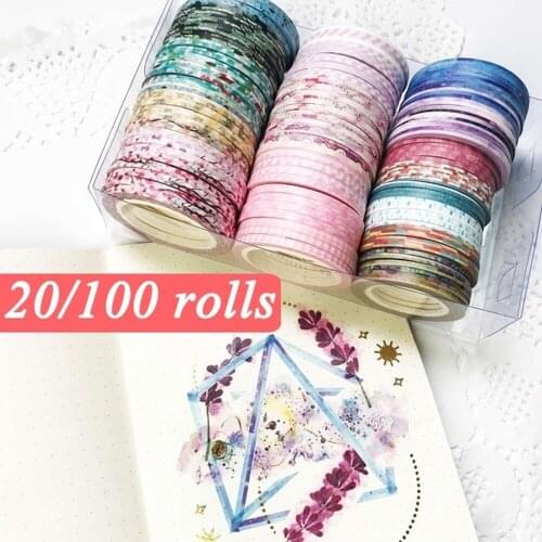 20/100 rolls of multicolor paper tape scrapbook decoration tape paper birthday wedding party party color stickers