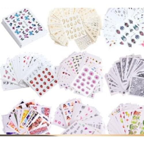 24pcs Watercolor Floral Flower Sticker Nail Decals Set Flamingo Sea Horse Beautiful Designs Gel Manicure Decor Water Slider