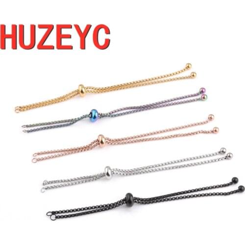 3pcs/Lot DIY Jewelry Stainless Steel Accessories Silica Gel Fixed Beads Adjustable Chain Bracelet for Women Simple Handmake Gift