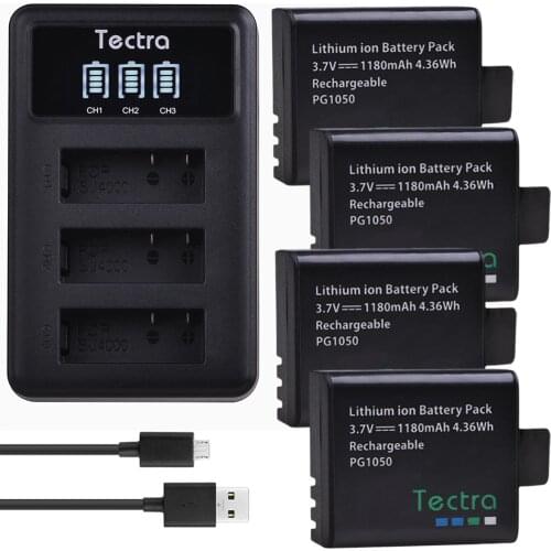 4Pcs SJ4000 PG1050 Battery for SJCAM SJ5000 PG900 EKEN H9 H9R H3 H3R Sports Action Camera Battery+LED 3slots USB Charger