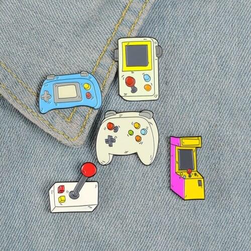 5 Styles Game Console Enamel Pins Joystick Game Badge Brooch Denim Jeans Backpack Retro Gamepad Jewelry Gift For Friends Kids
