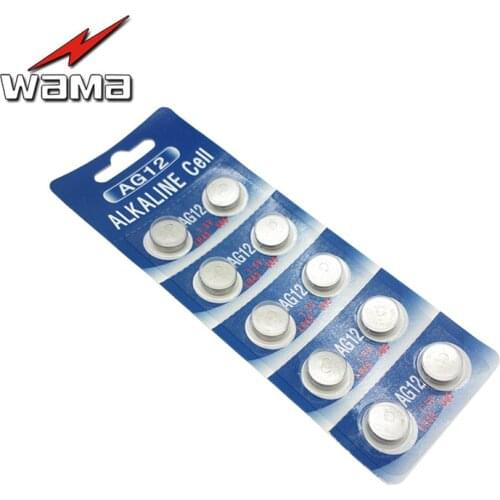 50pcs Wama AG12 LR43 386 301 1.5V Alkaline Button Cell Coin Battery Wholesales Disposable