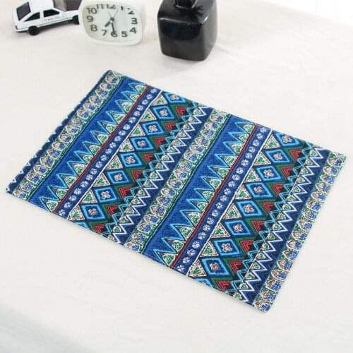 6 PCS Polychrome Cloth Placemat,Cotton Linen Blend Soft Durable Double Stitching Table Mat,Heat Stain Resistant Drink Coasters