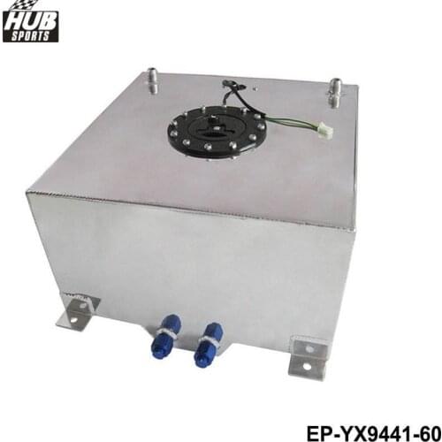 60L POLISHED ALUMINUM RACING/DRIFT/STREET FUEL CELL GAS TANK+LEVEL SENDER HU-YX9441-60