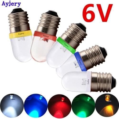 AYJERY 100 PCS DC 6V 6.3V E10 Screw Bulb Warning Signal Bulb E10 F8 1 SMD LED Car Light Instrumentation White Red Blue Yellow