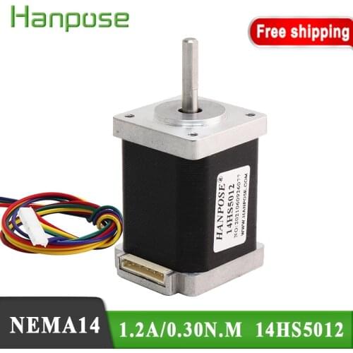 Free shipping 1pcs/lot Nema14 stepper motor 14HS5012 1.2A 0.3N.M 4 lead 35 Series Motor for mini cnc 3D printer