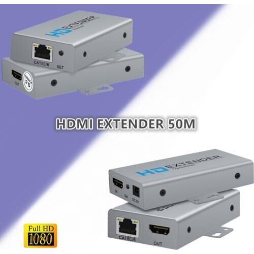 HDMI EXTENDER Transmitter and HDMI Extender Receiver Supports 1080P 60Hz CAT5E/6 Converter 50m Exquisite Iron Material Metal