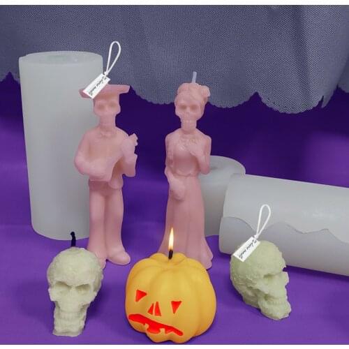 Halloween Ghost Groom Bride Series Silicone Mold for DIY Handmade Aromatherapy Candle Ornaments Handicrafts Soap Mould Hand Gift