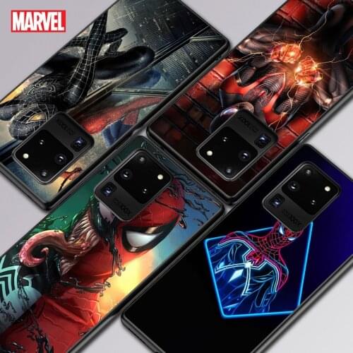 Cool Marvel Spider Man For Samsung A01 11 21 21S 31 41 51 71 81 91 52 72 32 01 02 22 S10 20 5G Ultra Plus Black soft phone Case