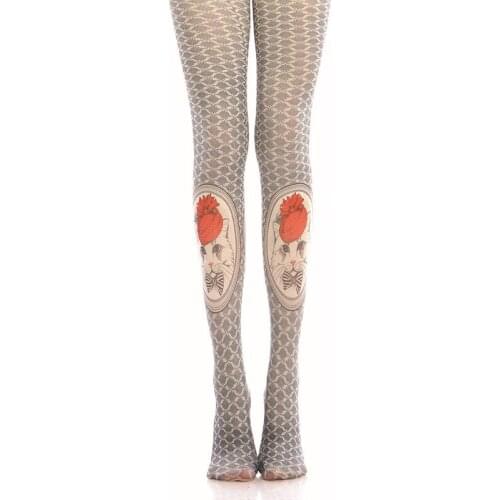 Geometric Cartoon Cat Pantyhose Printing