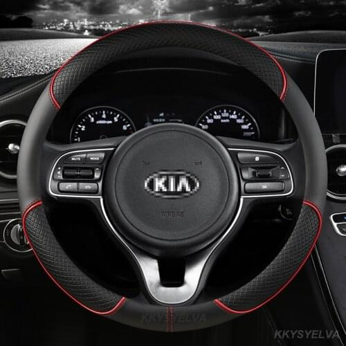 Microfiber Leather Sport Car Steering Wheel Cover for Kia Rio 2 3 4 K2 K3 K4 K5 K3S KX1 KX3 KX5 KX7 Rio Soul Auto Accessories
