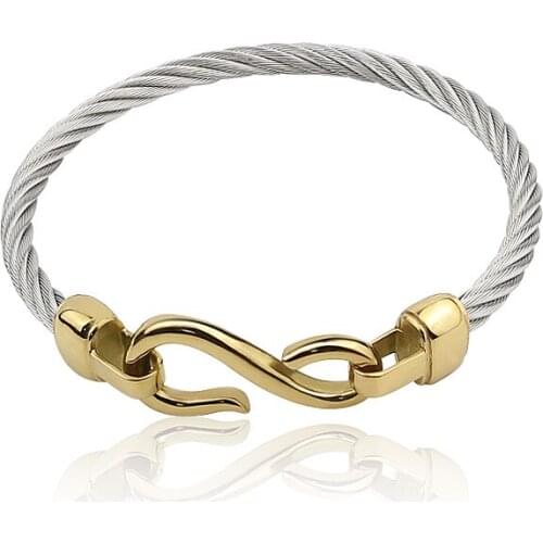 Top Fashion Limited Fine Jewelry Steel Two-color Bracelet Hooks Fashion Jewelry Love Charm Bracelets & Bangles For Women