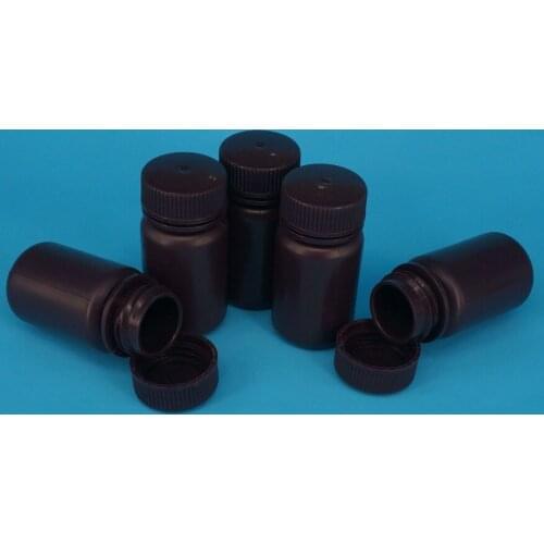 Lot5 5ml-500ml Brown PP Plastic Cylindrical Chemical Container Reagent Bottle