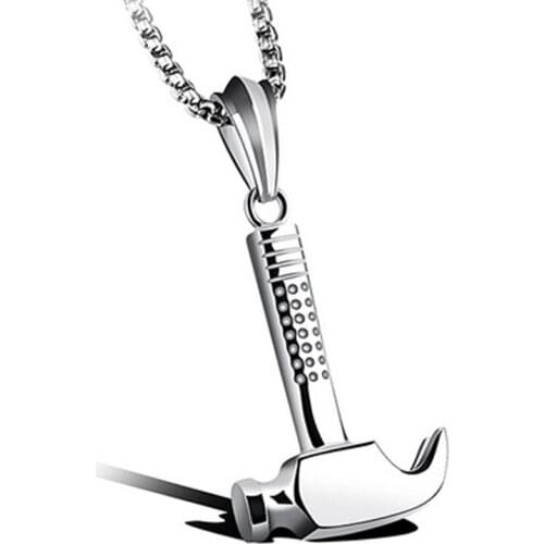Stainless steel mini hammer Pendant Necklace for men Fashion tool charm Punk jewelry ornament