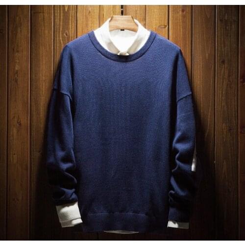 MRMT 2021 Brand New Mens Knitted Sweater Pure Color Sweater Young Fashion Round Collar for Male Sweater