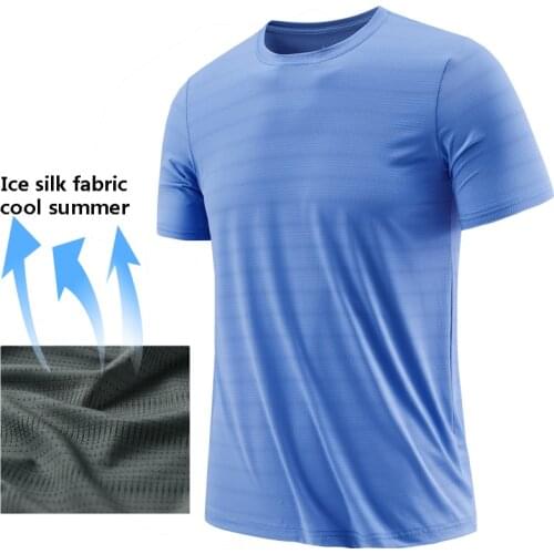 Plus Size 7XL 8XL Mens T-shirt Summer Ice Cool T Shirt Men Running Sport Tee Shirt Male Gym Fitness Workout Black Tops Clothing