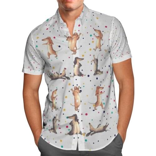 Animal Dog 3D Beach Hawaiian 2021 Summer Mens Shirt Short Sleeve Shirt Streetwear Oversized 5XL Camisa Social Chemise Homme-119