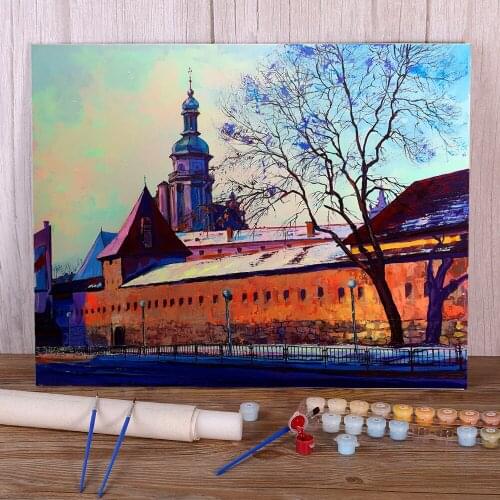 Landscape Lviv Painting By Numbers Kit Oil Paints 40*50 Canvas Pictures Home Decor For Kids Handiwork Wholesale Art