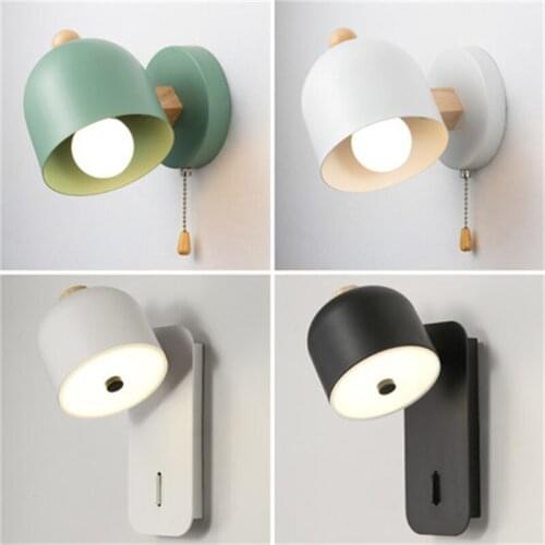 2 Style Nordic LED Wall Lamp With Switch Modern E27 Wall Lights for Bedroom Bedside Mirror Lamp Home Lighting Fixtures Luminaire