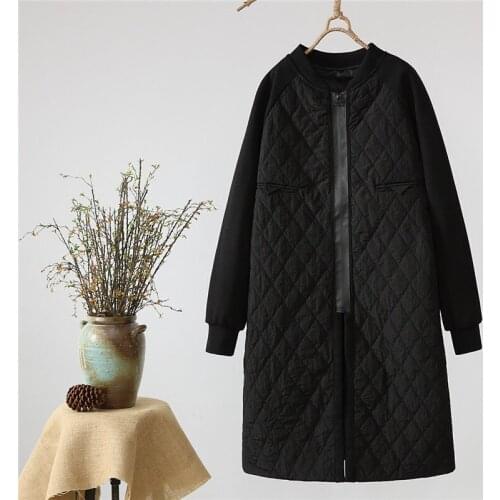 2020 New Autumn Winter Womens Parka Coat Warm Jacket Female Thin Cotton Quilted Coat Plus Size Stand Collar Outerwear Female