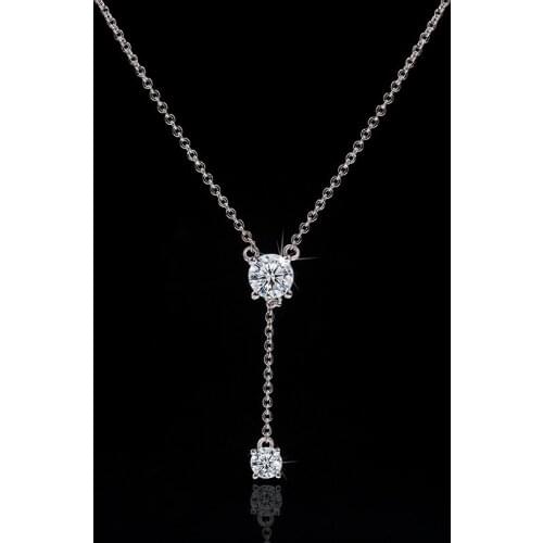 New luxury single diamond pendant necklace high sense round cut cubic zirconia charm style women holiday gift jewelry