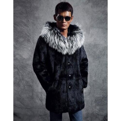 Autumn faux mink fur leather jacket mens winter thicken warm fur leather coat men slim jackets fashion B229