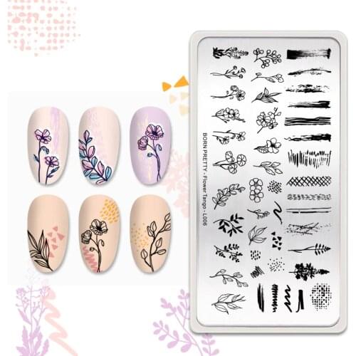 BORN PRETTY Flower Tango Design Stamping Plates Stainless Steel Nail Art Stamping Template DIY Image Printing Plate Stencil Tool