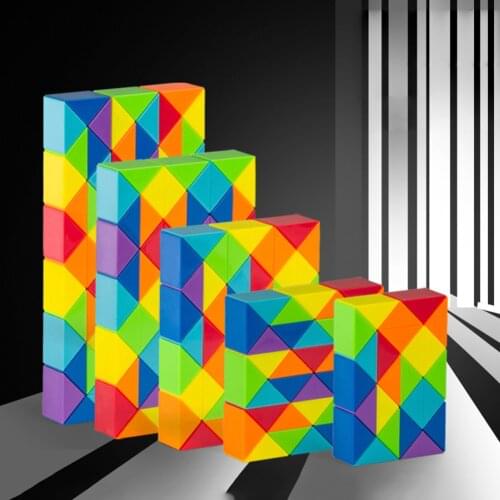 Educational Toy Twist Folding Speed Cubes Toy Snake Magic Color Folding Puzzle Cube 24/36/48/60/72 Antistress Cubes Twist