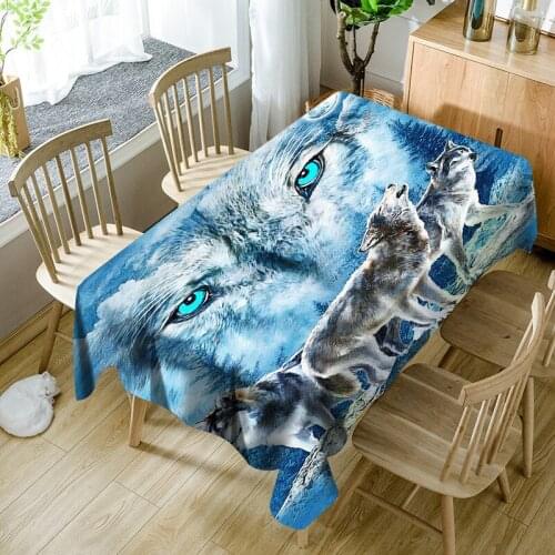 Wolf Printing Tablecloth Oilproof Waterproof Rectangular Table Cloth Tablecloth for Banquet Dinning