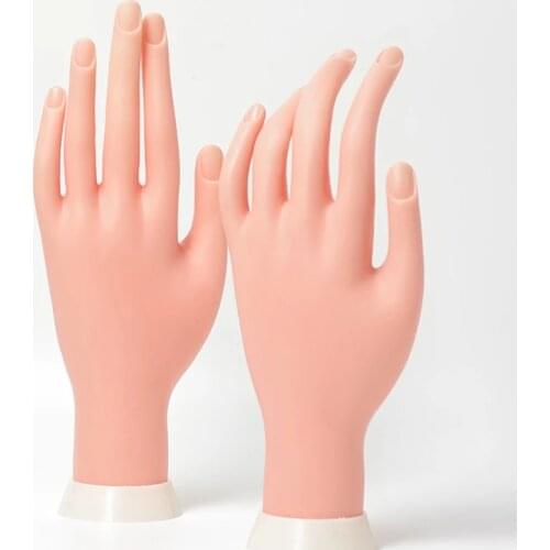 1pc Practice Hand Model And 5pcs Fake Nail Training Finger Beauty False Tips Plastic Flexible Adjustable Manicure DIY Tools