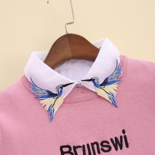 Korean Vintage Fingers Embroidery Fake Collar Flowers Kraagjes Dames Cotton Dames Shirts Removable Half Top Women Faux Col