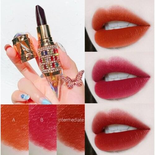 Hot Sale 3-in-1 Lipstick Portable Tricolor Multifunctional Lipstick Non-fading Non-stick Cup Party Queen Makeup Gifts TSLM1