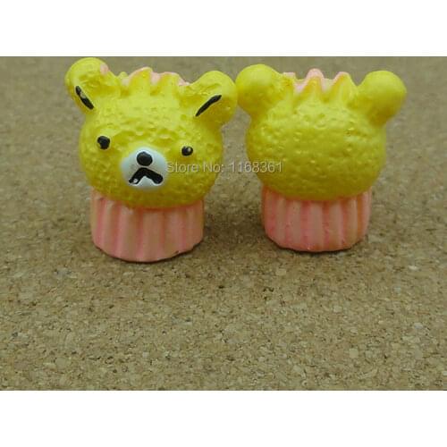 1pcs resin yellow bear plate cake 15mm Cabochons Scrapbooking Hair Bow Center Card Frame Making Craft DIY B010-2