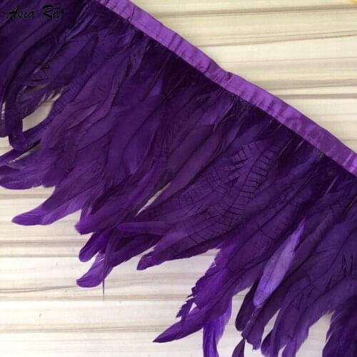10 Meters Size 15-20 CM Lovely Fluffy Dyed Purple Color Pheasant Chicken Feather Lace Trim For DIY Sewing Clothing Decoration