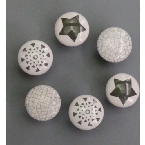 2PCS White and Grey Ceramic Drawer Knob Pull Handle Kitchen Cabinet Knobs Home Funiture DIY Hardware Dia 33mm