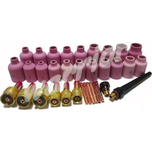 34pcs TIG Welding Torch WP-17 18 26 Kit 45V116 45V64 995795 Large Gas Lens Collets Bodies Alumina Nozzles Cups Long Back Caps