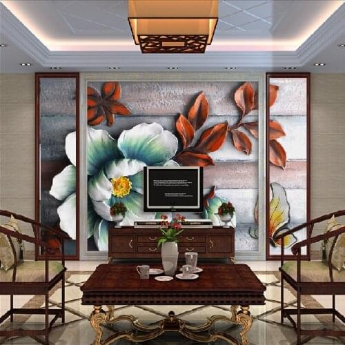 3D flower butterfly elegant and generous relief home decoration background wallpaper mural