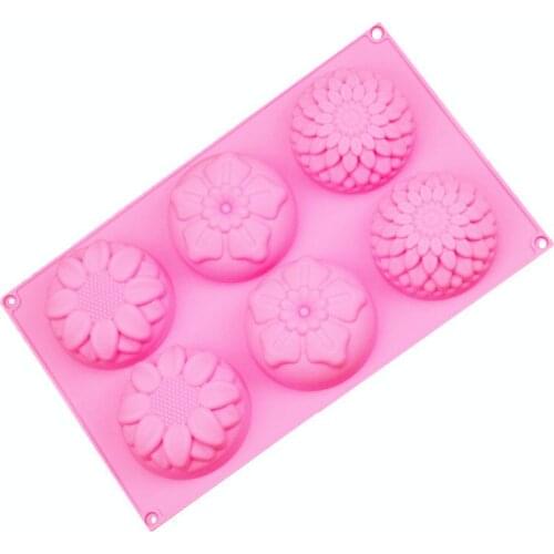 6-Piece Taiyanghua Daisy Liquid Silicone Mold Soft Pottery Handmade Soap Mold DIY Handmade Moon Cake Silicone Mold