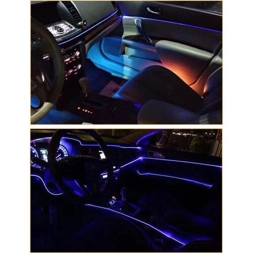 Car EL Neon Strip Light Car Ambient Light Sound Control Light RGB LED Decorative Auto Atmosphere Lamps With
