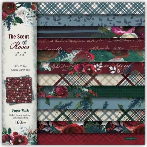 24pcs 6'' Rose Patterned Scrapbooking Packs Paper Scrapbook Paper Craft DIY Album Hand Account Background Pads Paper Card Making